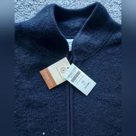 NWT Coldwater Creek XL Black Wool Cardigan Sweater Embellished Trees - Picture 7 of 16